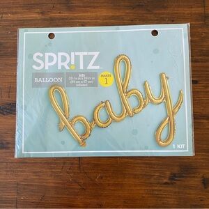 SPR!TZ Gold Foiled 33x26”‎ baby Balloon Banner W/ String NEW Baby Shower Party